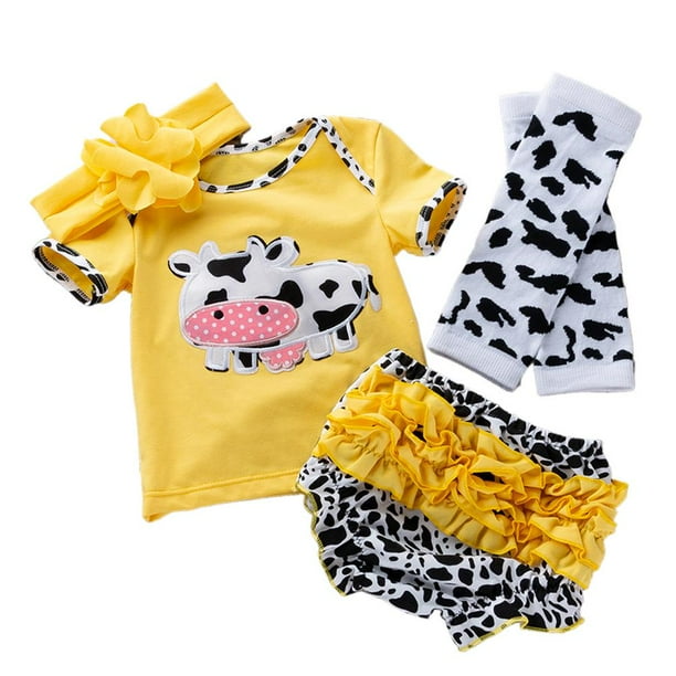Lovely Cartoon Caw Printed Shirt Socks Underpants Headband Suit for 22-23inch Reborn Baby Newborn Girl Dolls Clothes