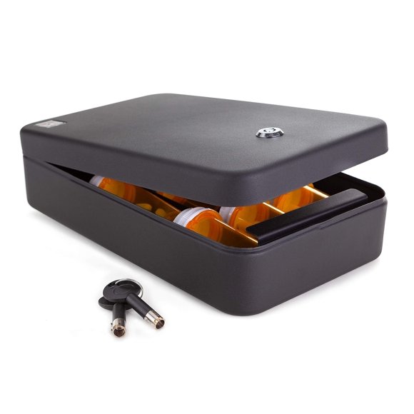 MEDICINE RX SAFE Medication Drawer Safe - Key Lock, Black (MDS-2K)