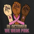 thumbnail image 5 of Wild Bobby In October We Wear Pink Protest Fists US Flag Breast Cancer Awareness Women Graphic Tee, Black, Small, 5 of 5