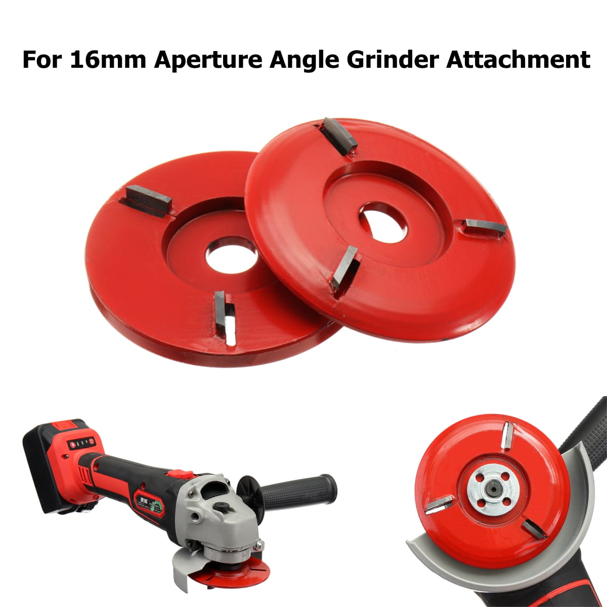 Angle Grinder Disc, 90mm Diameter 16mm Bore Red Power Wood Carving Disc