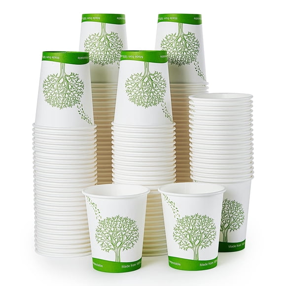 Vasos de papel compostables EcoliPak de 8 onzas, 300 unidades, con revestimiento de PLA
