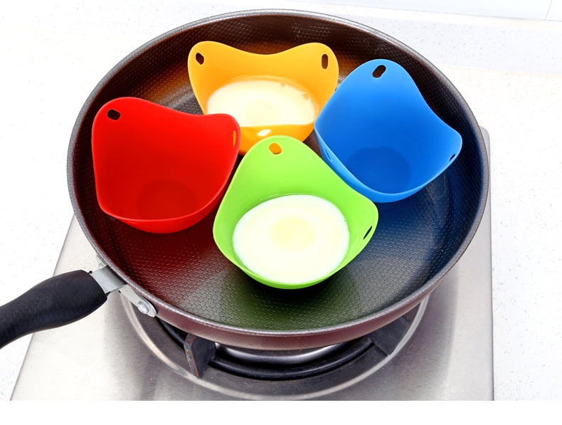 4pcs/set Flexibe Silicone Egg Poacher Cook Poach Pods Kitchen Tool