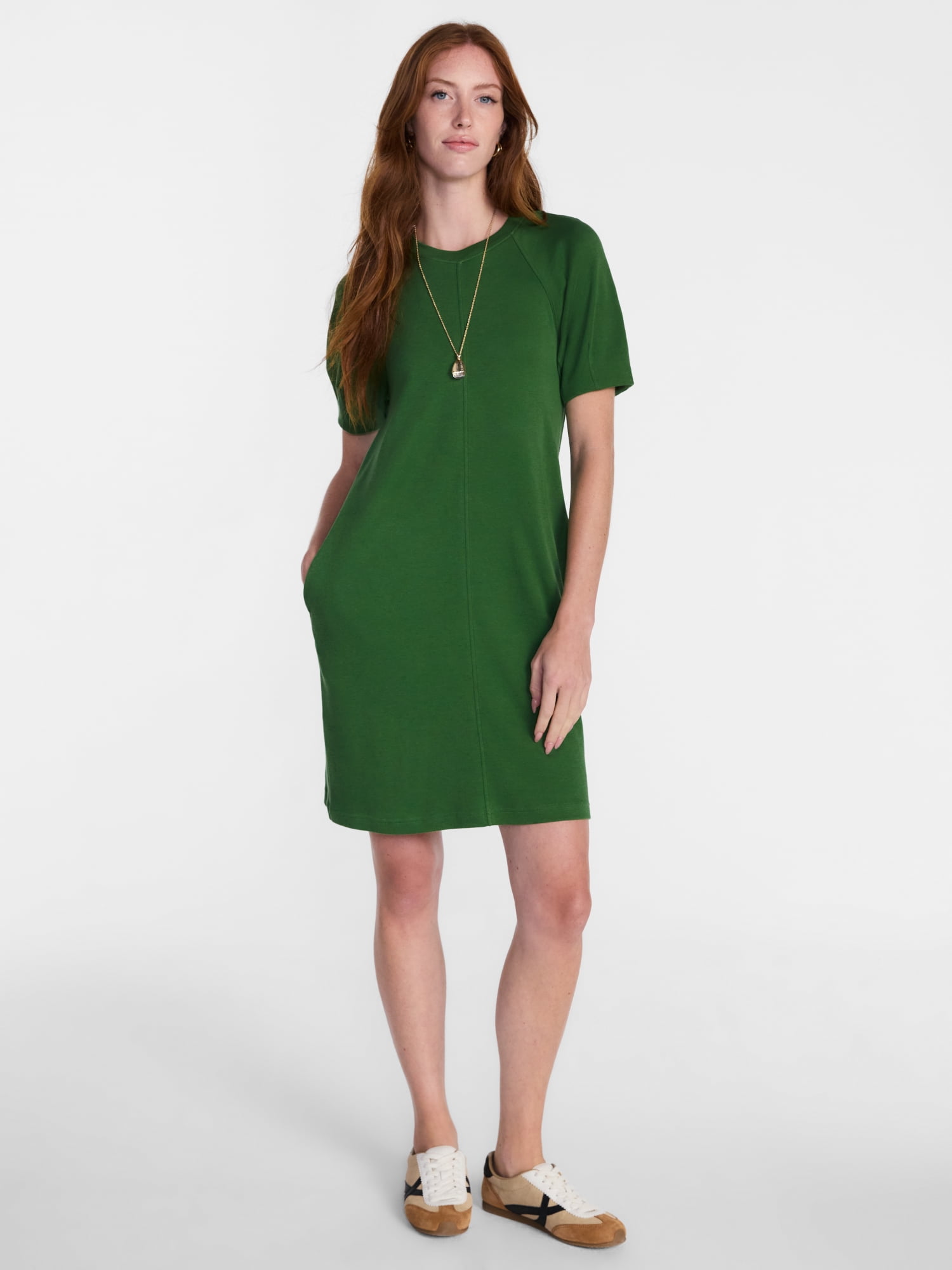 Scenario Women's and Women's Plus Mini Dress with Short Raglan Sleeves, Sizes XS-4X
