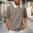 thumbnail image 2 of hoksml Men Plus Size T Shirt Top Big And Tall Polo Shirts Solid Color Collared Colour Blocking Collar Athletic Short Sleeve Casual Loose Tee Shirts, 2 of 6