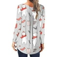thumbnail image 3 of Hauts et Blouses d'Été pour Femmes 2023 Chemisier Décontracté Ample à Col Rond avec Boutons Manches Longues Imprimé de Noël en Liquidation, 3 of 5