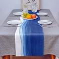 thumbnail image 4 of Table Runner Dresser Scarves 72 Inch Long, Watercolor Blue and White Gradient Linen Dining Table Runners Modern Ocean Art Tabletop Scarf for Wedding Holiday Party Kitchen, 4 of 7