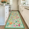 thumbnail image 2 of Wondo Anti-Skid Floral Runner Rug 2'x6' with Rubber Backing - Machine Washable Carpet Runner for Hallways, Kitchen, Bedroom, Bathroom & Laundry Room (Green), 2 of 8