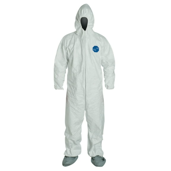 DuPont Tyvek Coveralls With Attached Hood and Boots, White, X-Large