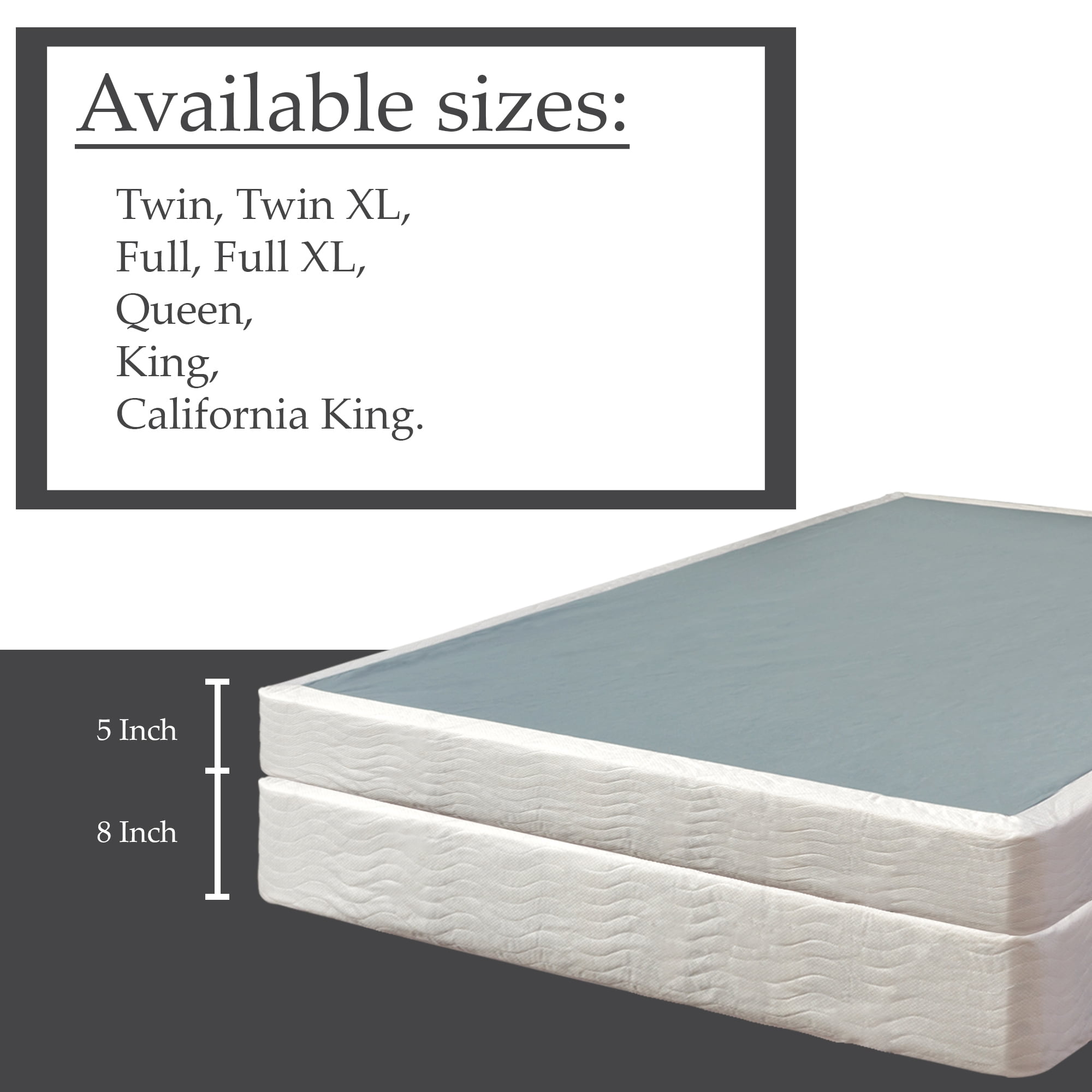 Continental Sleep, 8" Easy Wood Box Spring/Foundation with Simple Assembly with Frame, Full