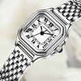 thumbnail image 4 of Watches for Women with Rectangular Roman Numeral Dial Stainless Steel Vintage Strap Quartz Waterproof Watches for Ladies,Gifts for Women, 4 of 7