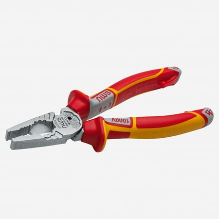 

NWS 7 High Leverage Combination Pliers CombiMax+ VDE - Matte Chromium - SoftGripp Tethered Attachment