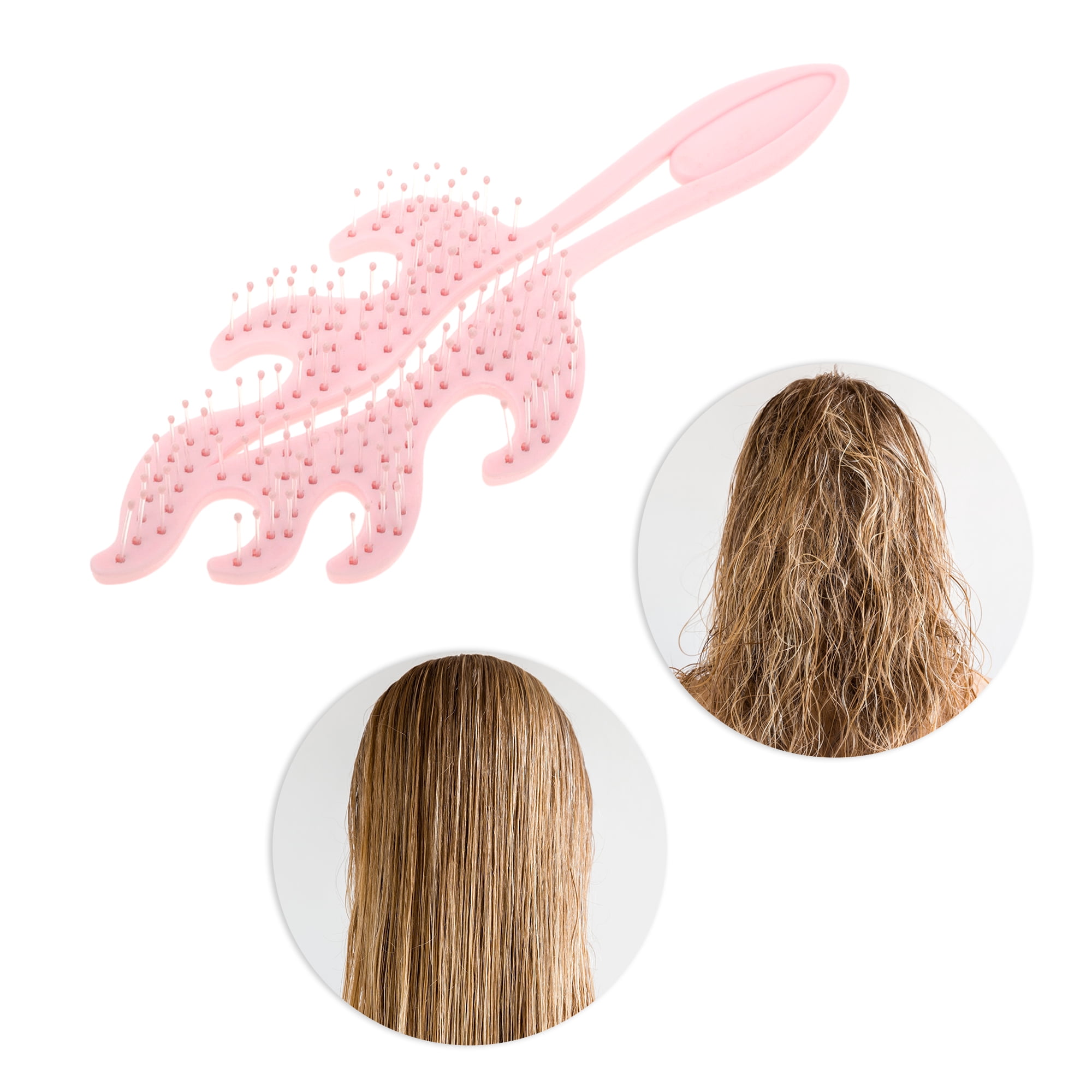 Unique Bargains 1 Pc Solid Flame Hollow Comb Hair Brush for All Hair Types Pink