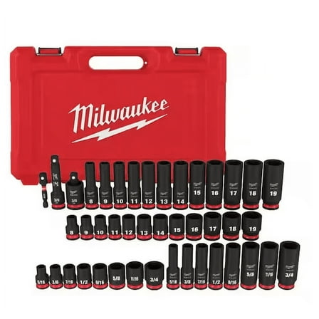 Milwaukee SHOCKWAVE 3/8 in. Drive SAE and Metric 6 Point Impact Socket Set (43-Piece)