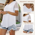 thumbnail image 4 of SWQZVT Lace Short Sleeve Womens Tops Dressy Casual Blouses V Neck Work Shirts Trendy Tops Curved Hem T Shirts Summer Tops, 4 of 7