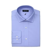 Nautica Men's Slim Fit Comfort Stretch White Solid Dress Shirt Blue Size 17X34-35