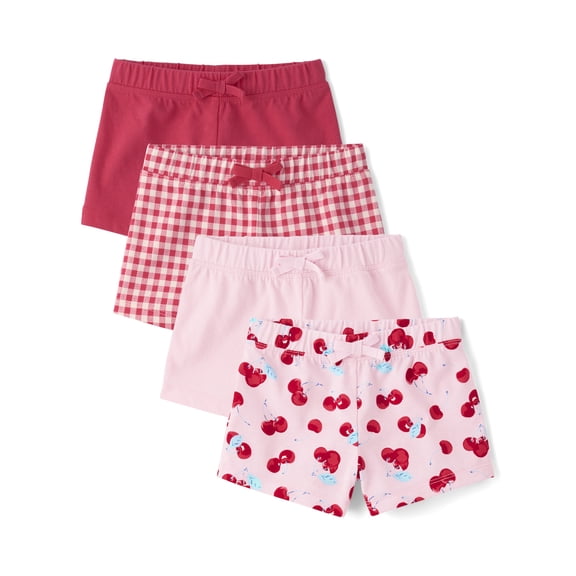The Children's Place Toddler Girls Everyday Printed Assorted Shorts, 4-Pack, Sizes 12M-5T