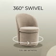 thumbnail image 2 of Kidol & Shellder Swivel Dining Chair with Solid Wood Frame Boucle Accent Chair with Back, Vanity Chair for Dressing Room, Comfy Living Room Seating, Easy Assembly, Coffee 2PCS, 2 of 14