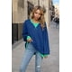 thumbnail image 5 of Camisetas de Larga para Mujer Azul Brillante L, 5 of 6