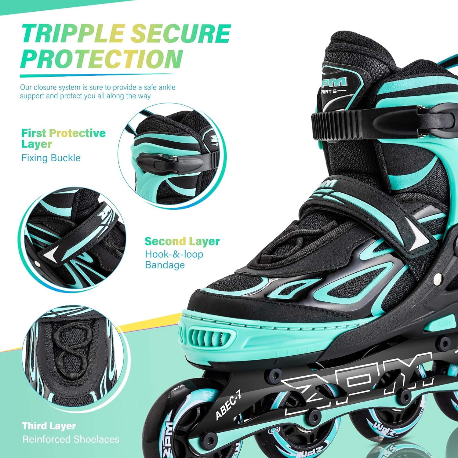 Adjustable Flashing Inline Skates, All Wheels Light Up, Fun Illuminating Skates for Kids Men Adult Women and Boys