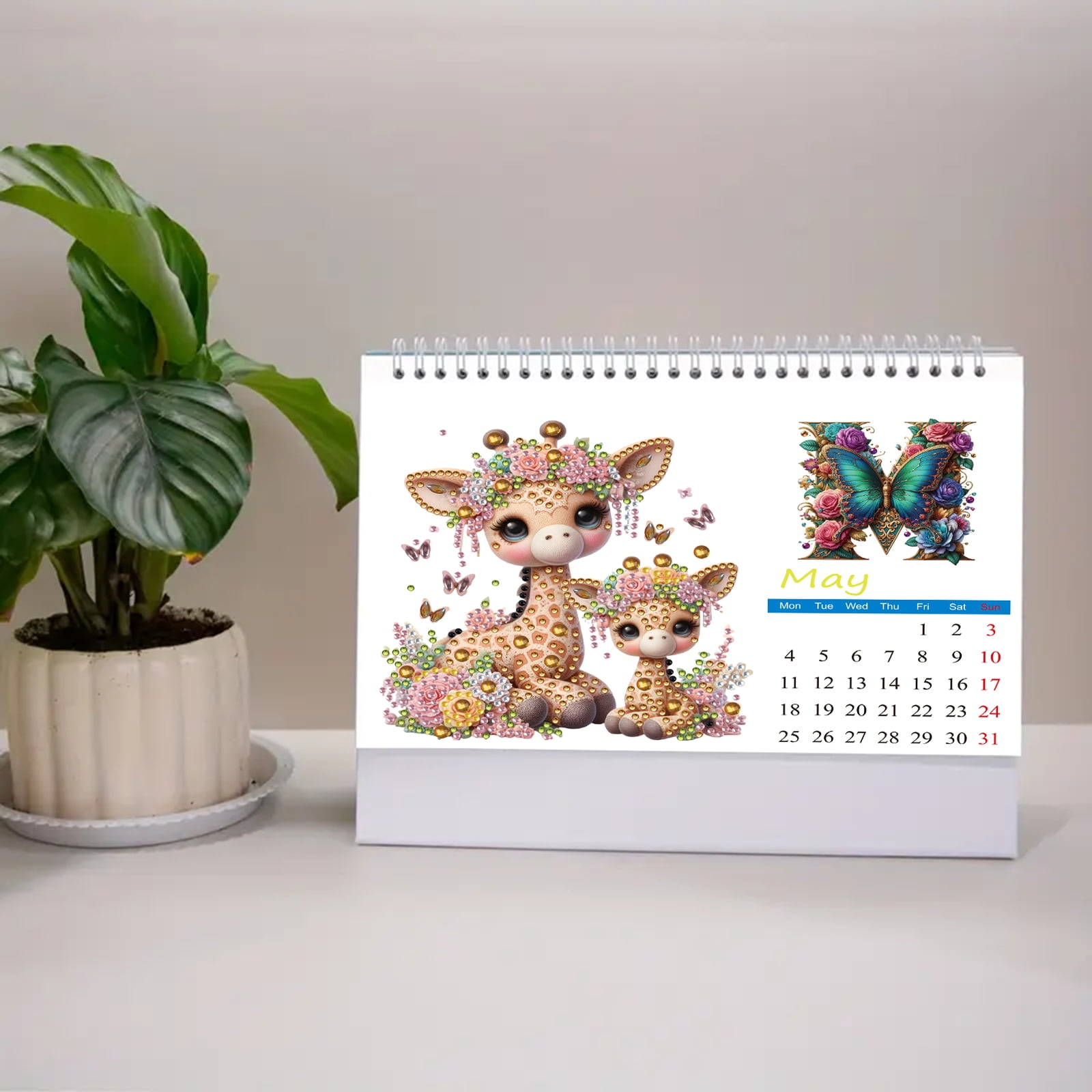 FLOPESN 2026 3Pcs DIY Diamond Art Painting Desk Calendar,Monthly Flip Tabletop Calendar,Thick Paper with To Do List for Home Office Planning