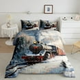 thumbnail image 2 of jejeloiu Train Steam Engine Full Size Comforter Sets,Western Train Transportation Bedding Comforter Set,Red 3D Stars Bedding Sets For Adults,Breathable Home Decor Reversible,3pcs, 2 of 8