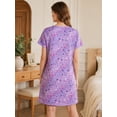 thumbnail image 4 of DAKIMOE Nightgowns for Women Soft Short Sleeve Night Shirts Womens Print Sleep Shirts Loose Comfy Pajamas Sleepwear, 4 of 7