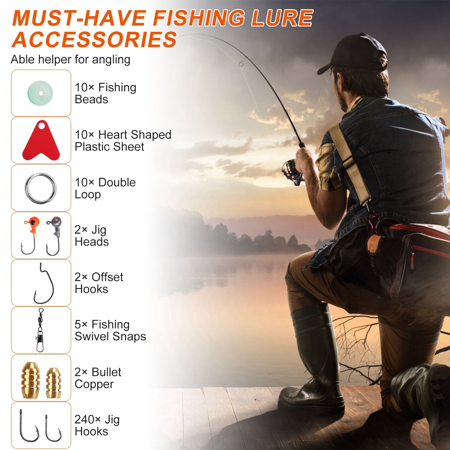 Moclever 375Pcs Fishing Lures Kit, Fishing Baits and Tackle Box Lifelike Popper Crankbaits Crickets Frogs Spoon Lures Maggots for Saltwater Freshwater, 8.27x4.33x1.77in