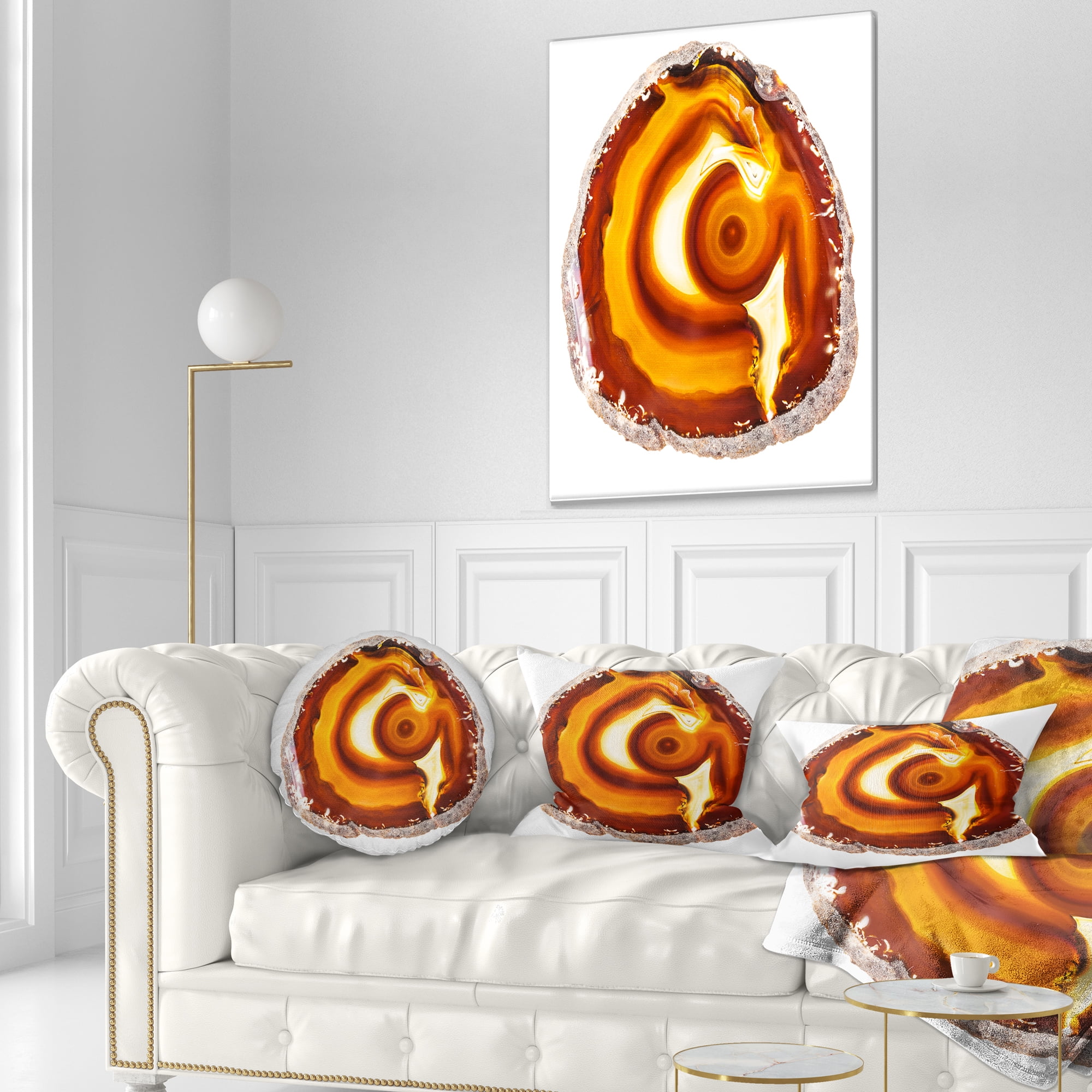Designart Vibrant Agate Geode Slice - Abstract Throw Pillow - 12x20
