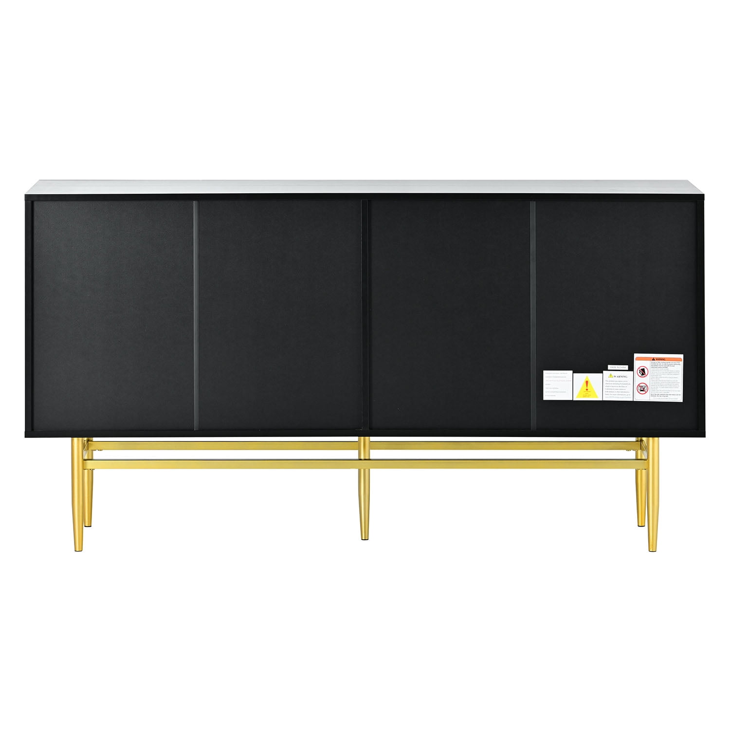 Kadyn 4-door Sideboard Buffet Cabinet, Accent Storage Cabinet with Gold Metal Handle, Kitchen Storage Cabinet for Hallway, Black