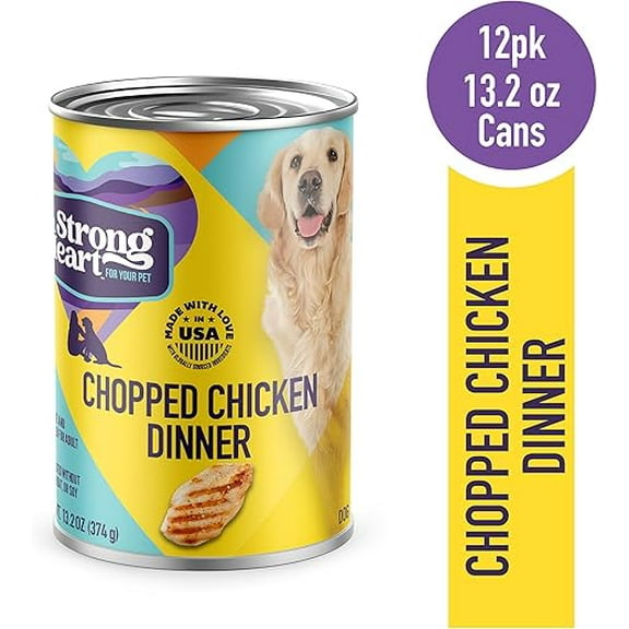 A Strong Heart Wet Dog Food, Chopped Chicken Dinner - 13.2 oz Cans (Pack of 12), Made in The USA with Real Chicken