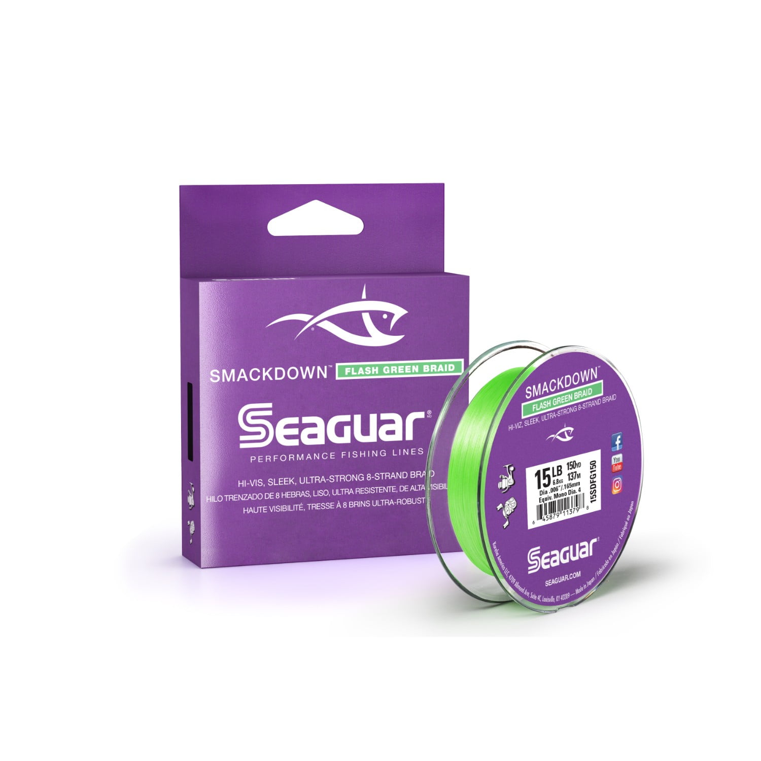 Seaguar Smackdown Flash Green 15SDFG150 8 Strand Braid for sale online 