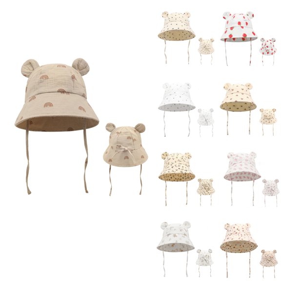 YHAJDS Kids Summer Beach Hat Print Cotton Breathable Toddler Bucket Hat with Bow
