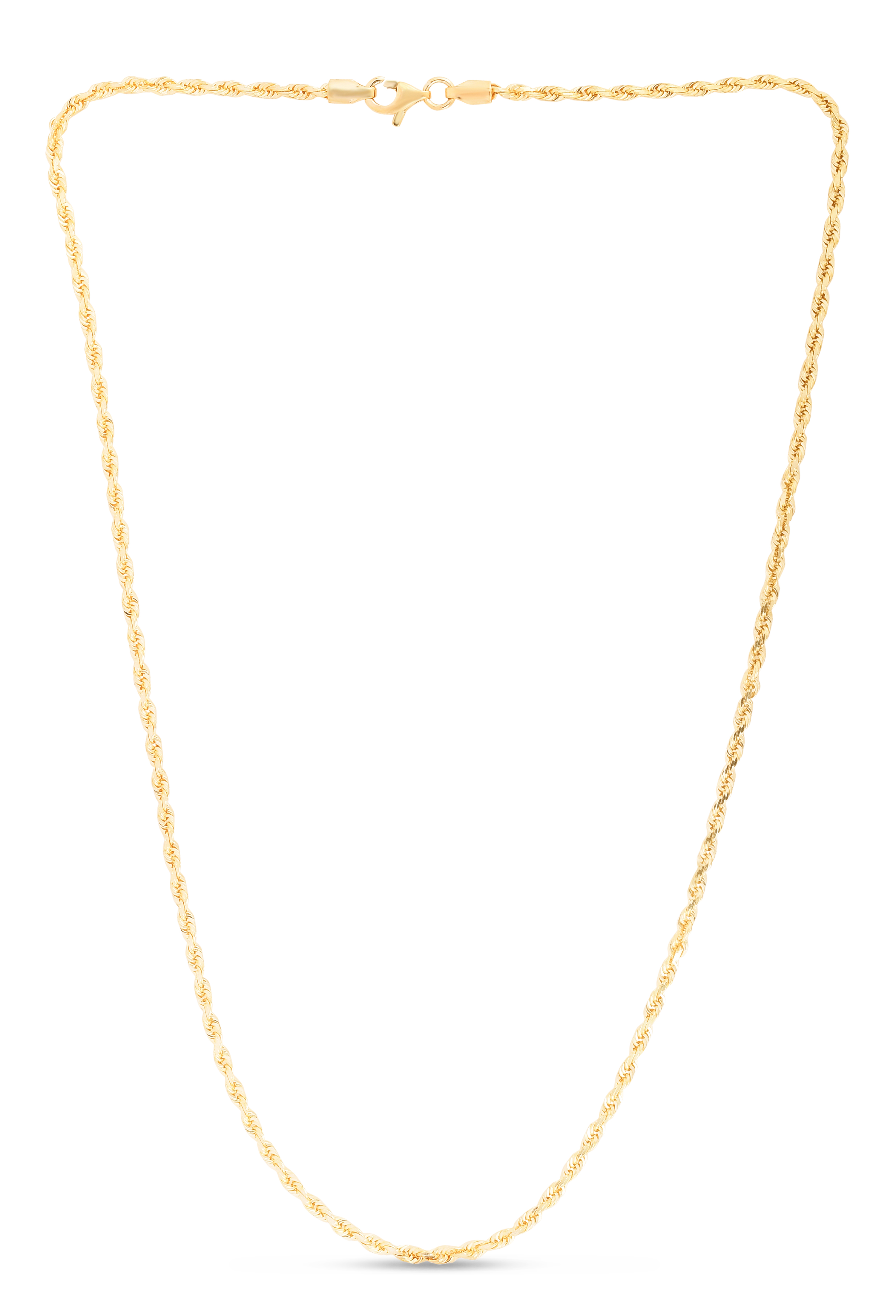 14K Yellow Gold 22in 2.5mm Diamond-Cut Rope Chain with Lobster Clasp
