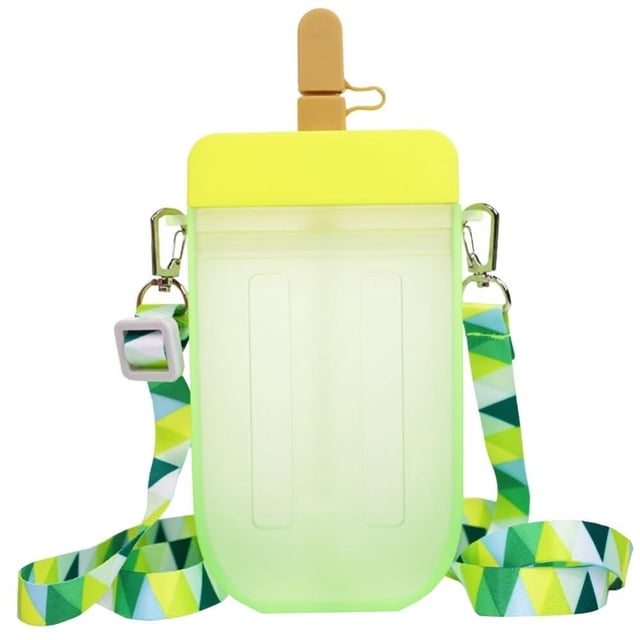Popsicle Juice Color Plastic Water Bottles With Straws Creative Frosted Water Bottle With Portable Rope Travel Tea Cup