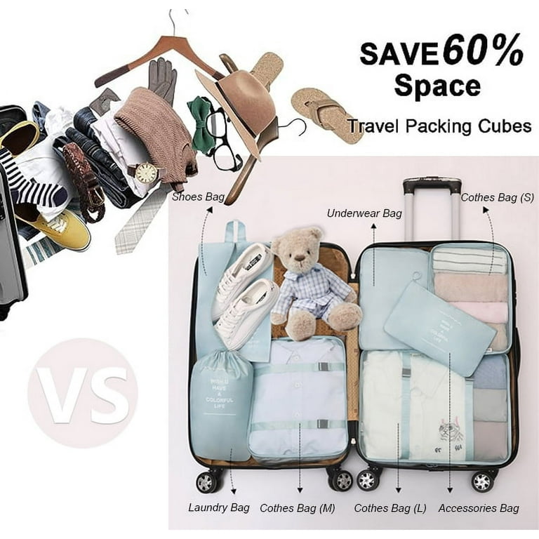 Packing Cubes 7 PCS Travel Luggage Organizers Set Travel Essentials Clothes Shoes Cosmetics Toiletries Storage Bags Walmart