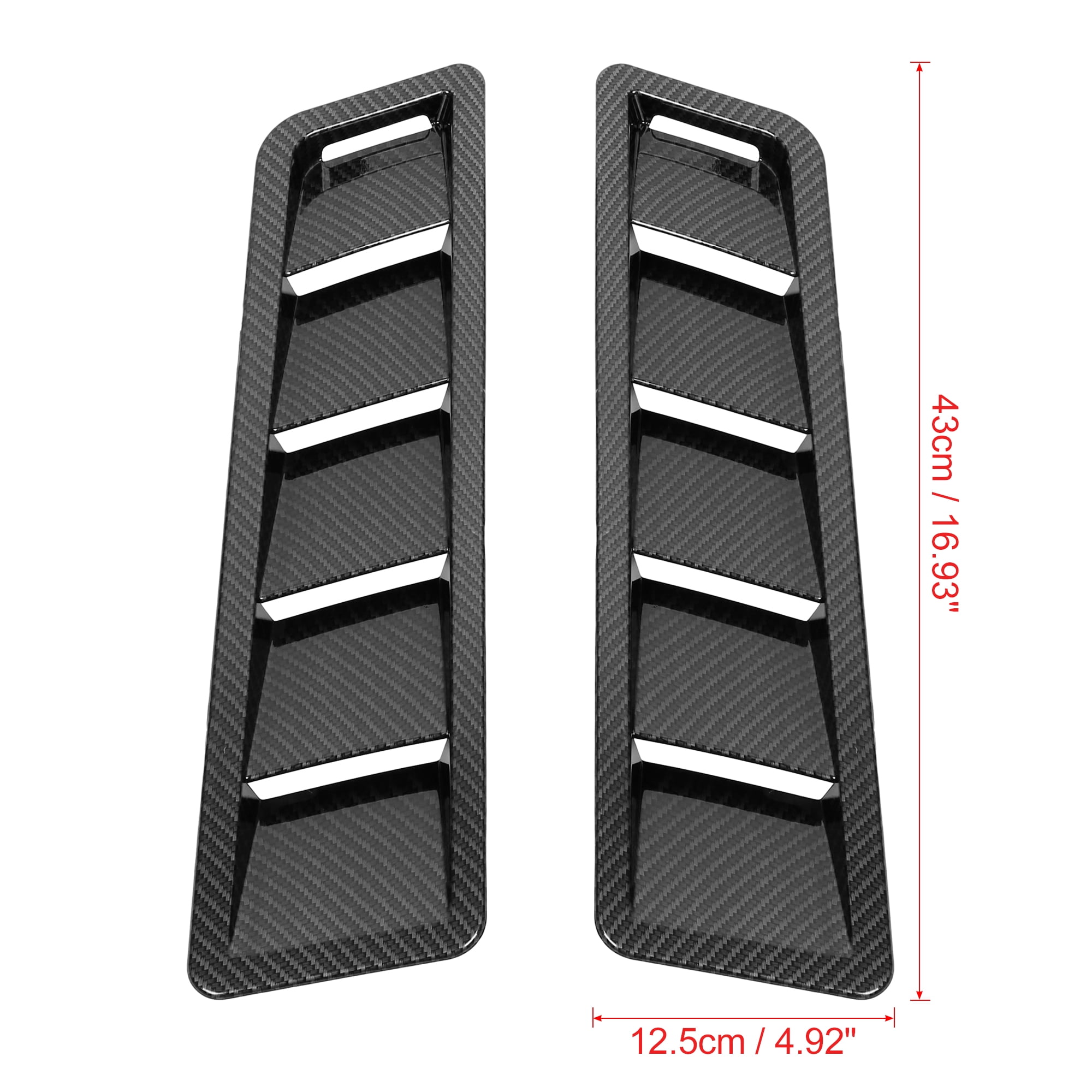 2pcs Car Hood Scoop Air Vent Blinds Decorative Bonnet Cover Universal Carbon Fiber Pattern with Tape
