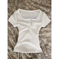 thumbnail image 4 of SUSHA Women's White Short Sleeve Fitted Button Front T Shirt, 4 of 6