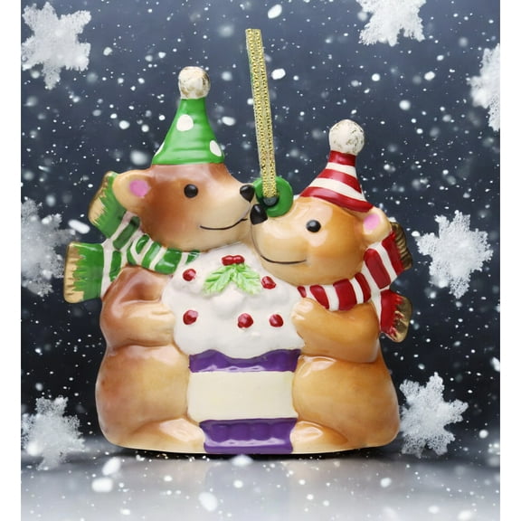 Ceramic Teddy Bears Christmas Tree Ornament, Christmas Decor, Gift for Her