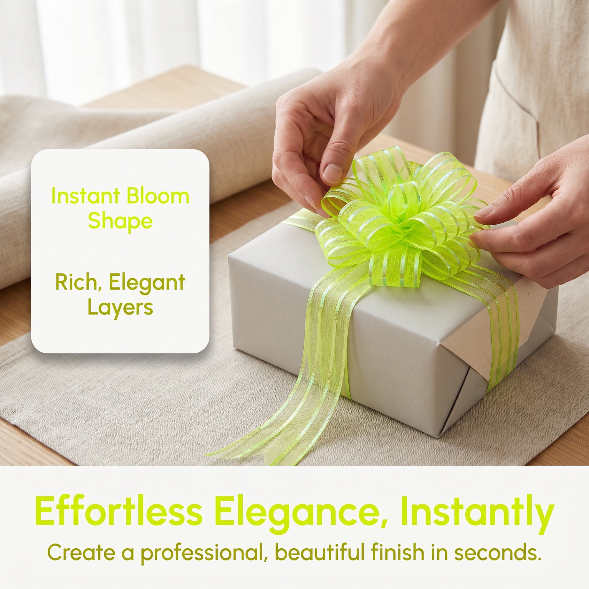 Unique Bargains Crush-Resistant Ribbon Bow for Birthday and Special Occasions Bright Green