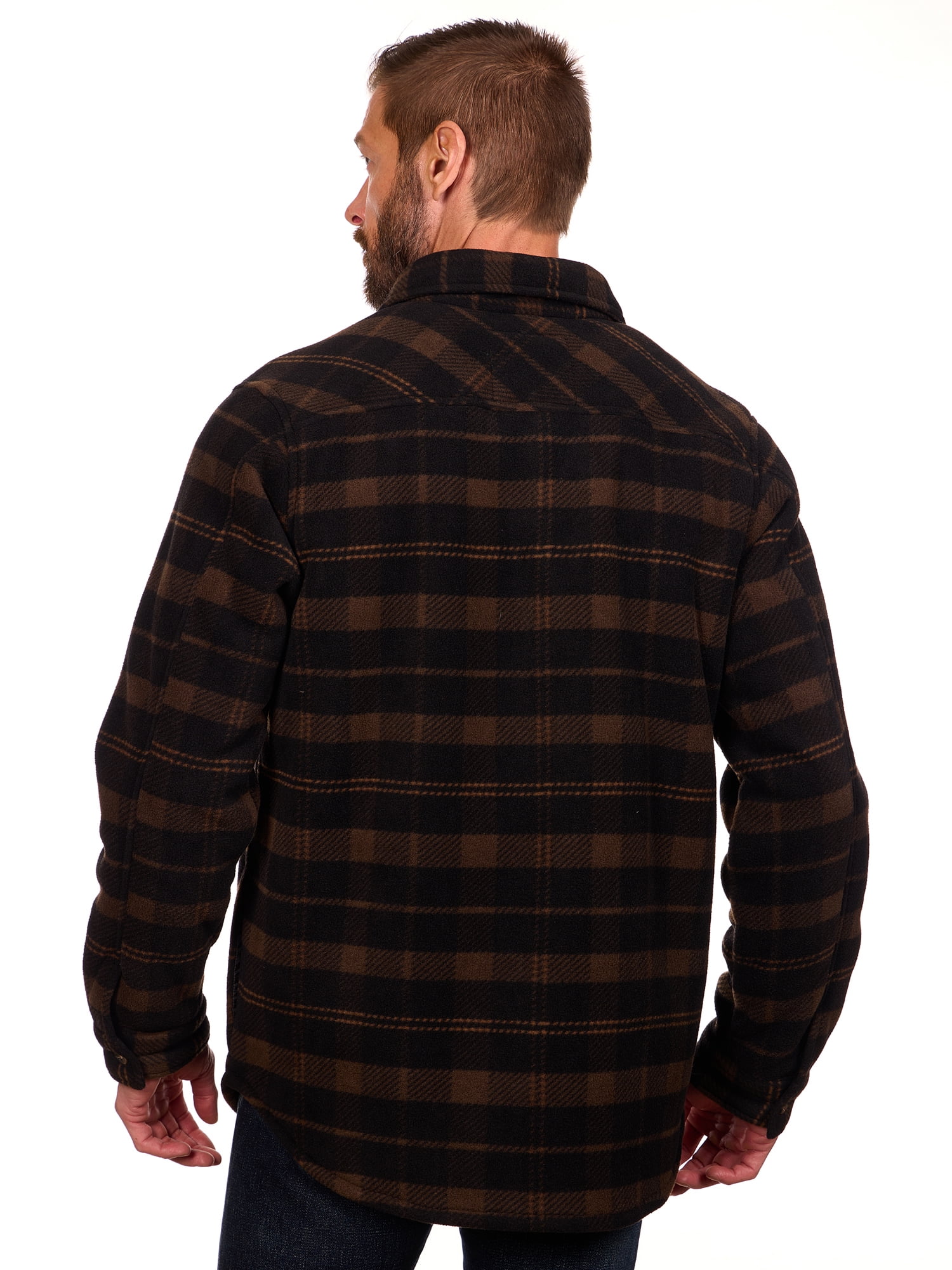 Bass Creek Outfitters Men's Plaid Bonded Winter Fleece Shirt Jacket, Sizes M-2XL