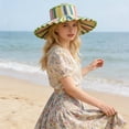 thumbnail image 2 of Women's Lorna Murray Hat, Straw Reversible Pleated Sun Hat, Wide Brim Foldable Casual Outdoor Beach Sun Hat for Summer (E), 2 of 14
