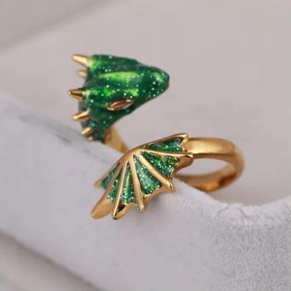 QQTDFG Cute Resin Dragon Ring Women Men Wedding Party Band Jewelry Gifts Adjustable-Adjustable-#Green
