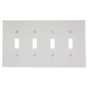 Leviton 80512-W 4-Gang Toggle Switch Wall Plate, Midway Size, Thermoset Plastic, White