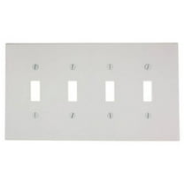 Leviton 80512-W 4-Gang Toggle Switch Wall Plate, Midway Size, Thermoset Plastic, White