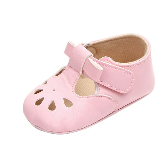 Wolcakyue Baby Girls Dress Shoes Mary Jane Bowknot Flats None-Slip Sole Princess Shoes for ,Pink 5 M