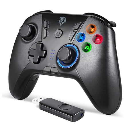 Wireless Gaming Controller for Windows PC/Steam/PS3/Android TV BOX, Dual Vibration Plug and Play Gamepad Joystick with 4 Customized Buttons, Battery Up to 14 Hours, Work for Nintendo Switch