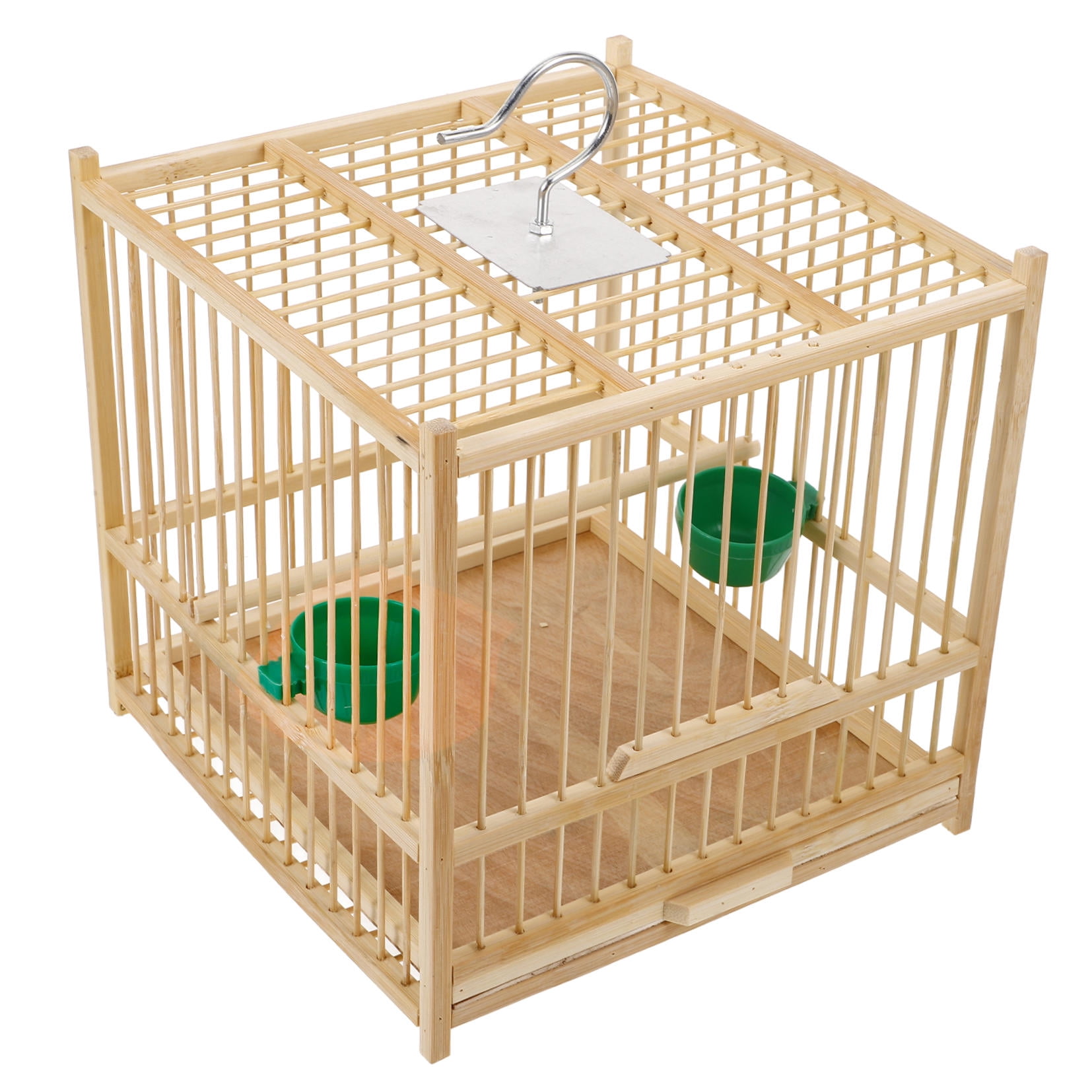 QIFULL 1 Bird Cage for Pet Animals Bamboo Parrot Cage with Round Thoughtful Design
