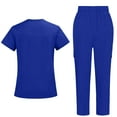 thumbnail image 4 of Scrubs for Women Set Stretch V-Neck Scrub Top & Jogger Pant Medical Uniform for Woman Housekeeping Uniforms Royal Blue XXL, 4 of 4