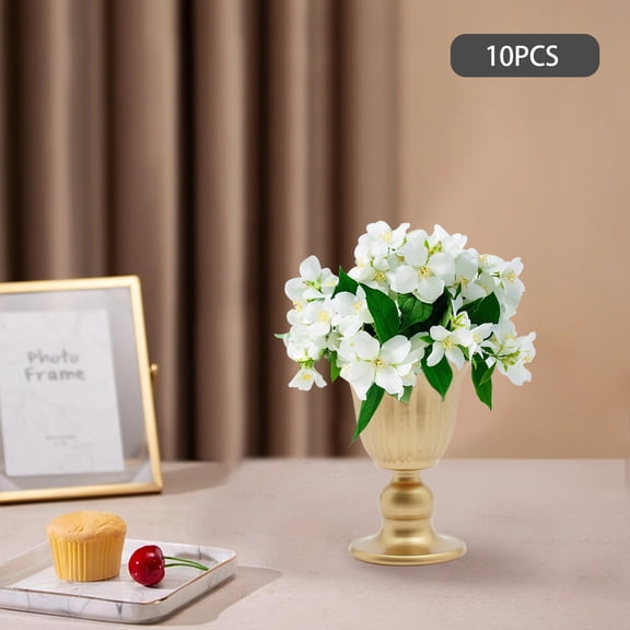 10 Pcs Small Compote Vase, Gold Vases for Centerpieces Wedding Centerpieces, 4.9" Metal Trumpet Vase, Wedding Reception Vases, Mini Petal Shaped Pedestal Vase for Anniversary, Birthday