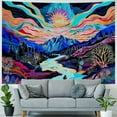 thumbnail image 4 of BCIIG Blacklight Forest Mountain Tapestry Sun Tapestry UV Reactive Retro Landscape Wall Tapestry Black Light Watercolor Flower Trees Wall Art Tapestry Wall Hanging for Home Decor, 4 of 6